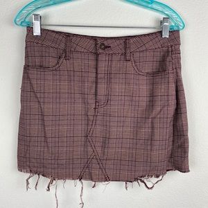 Tilly’s Sky and Sparrow Plaid Frayed Skirt Size 7